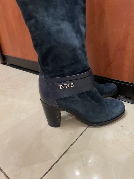 Сапог темно синие натуральный замш размер 38