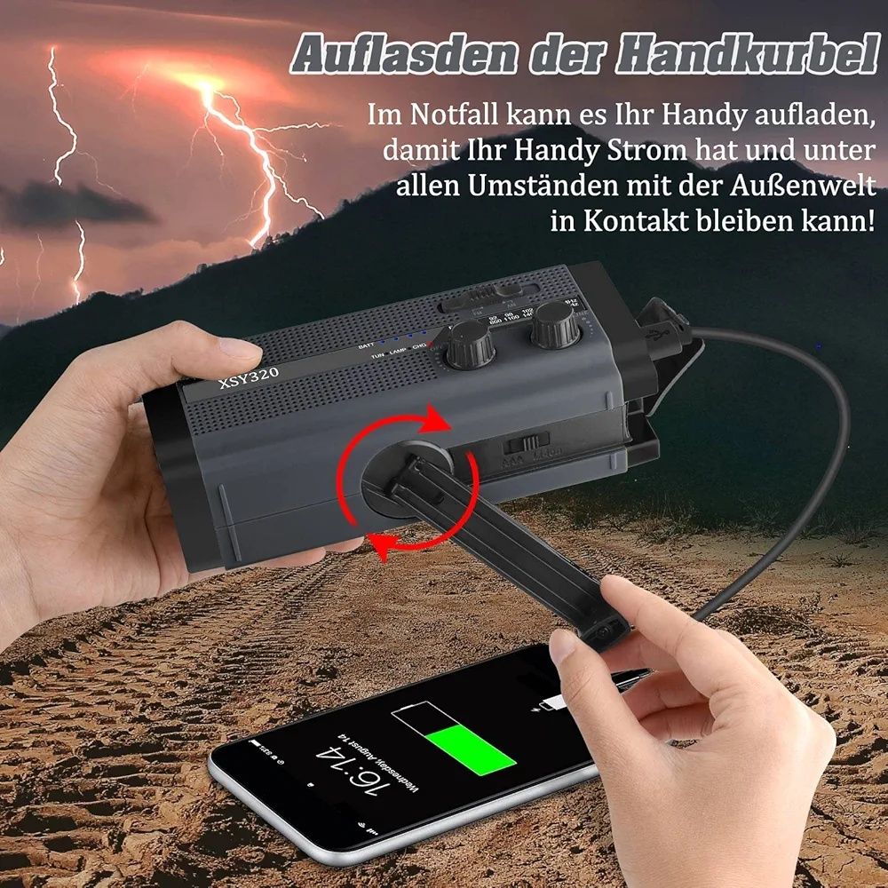 Radio solarne, przenośne radio korbowe, dynamo z AM/FM, 5000 mAh

Nacz