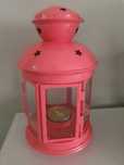 Lanterna porta velas cor de rosa