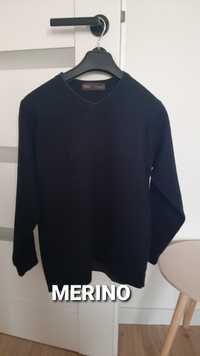 Sweter w serek v-neck welna merino merynos s Marks Spencer