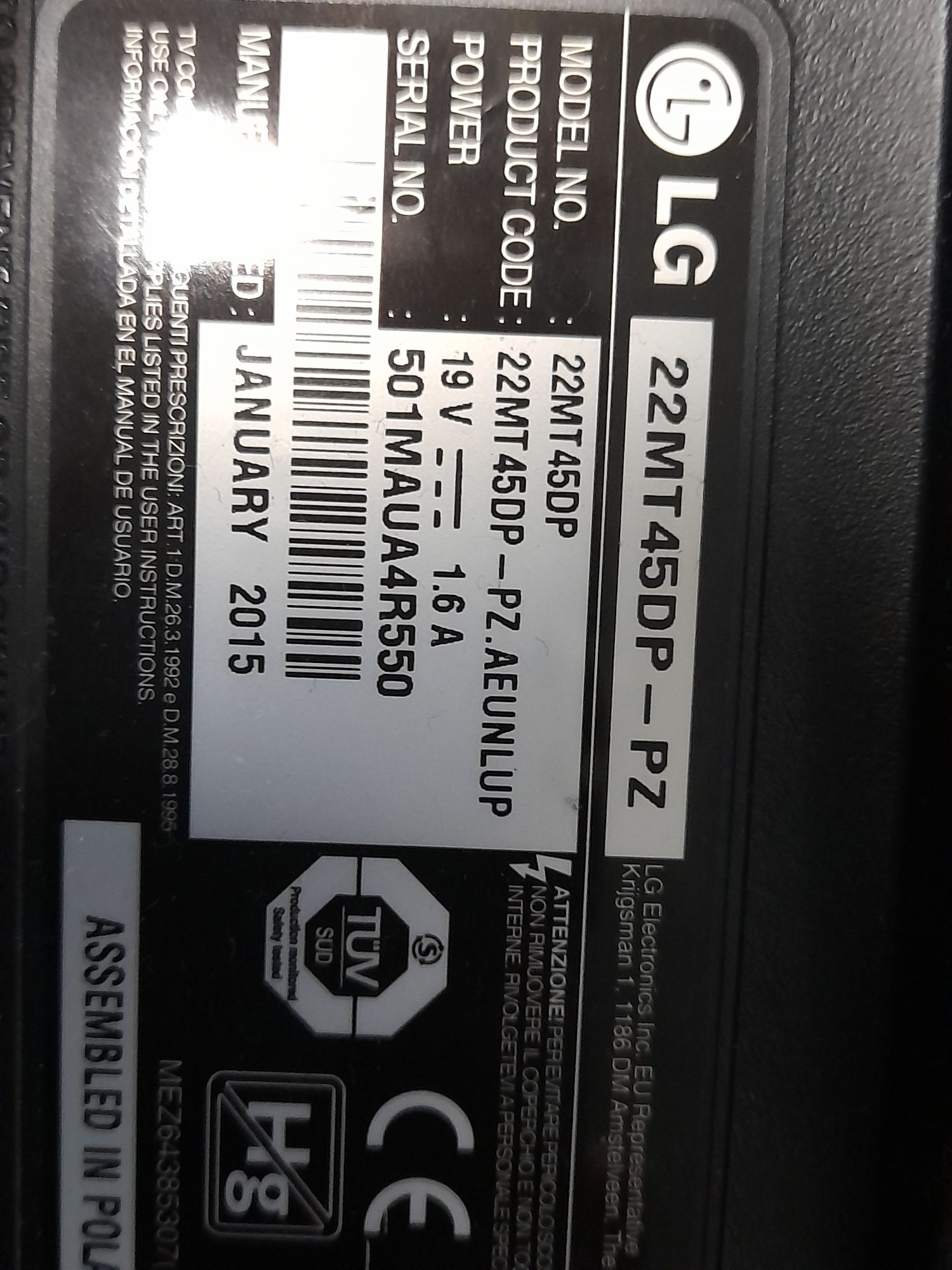 Lcd lg 22mt44d para peças