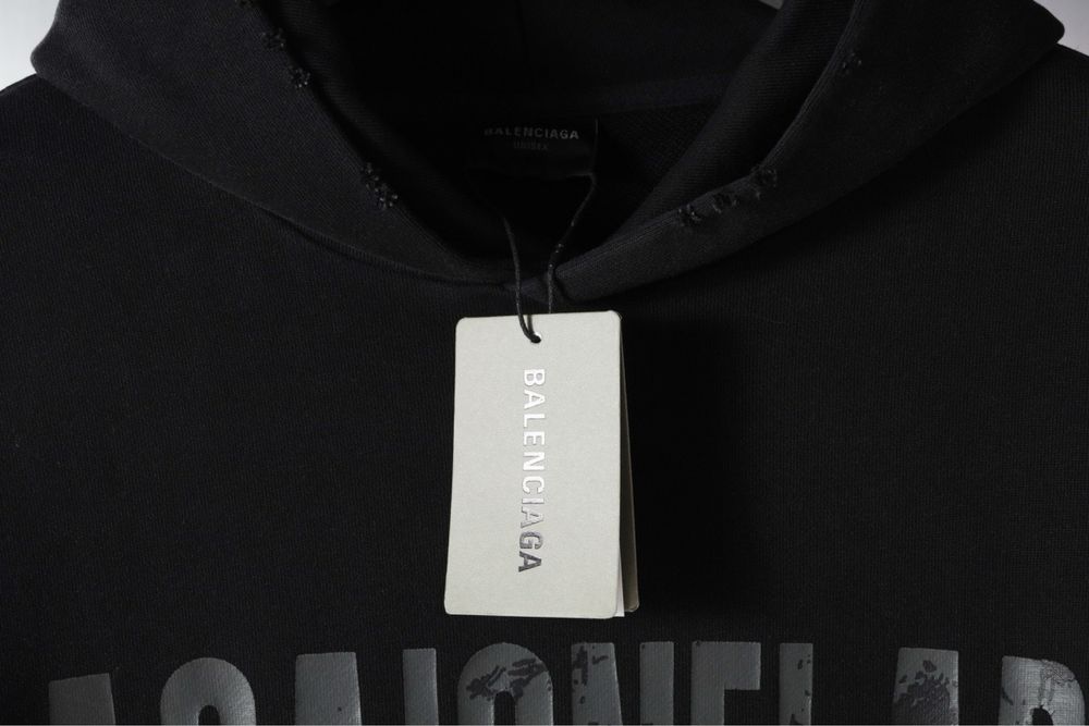 Balenciaga худи черное оверсайз мужское унисекс оригинал