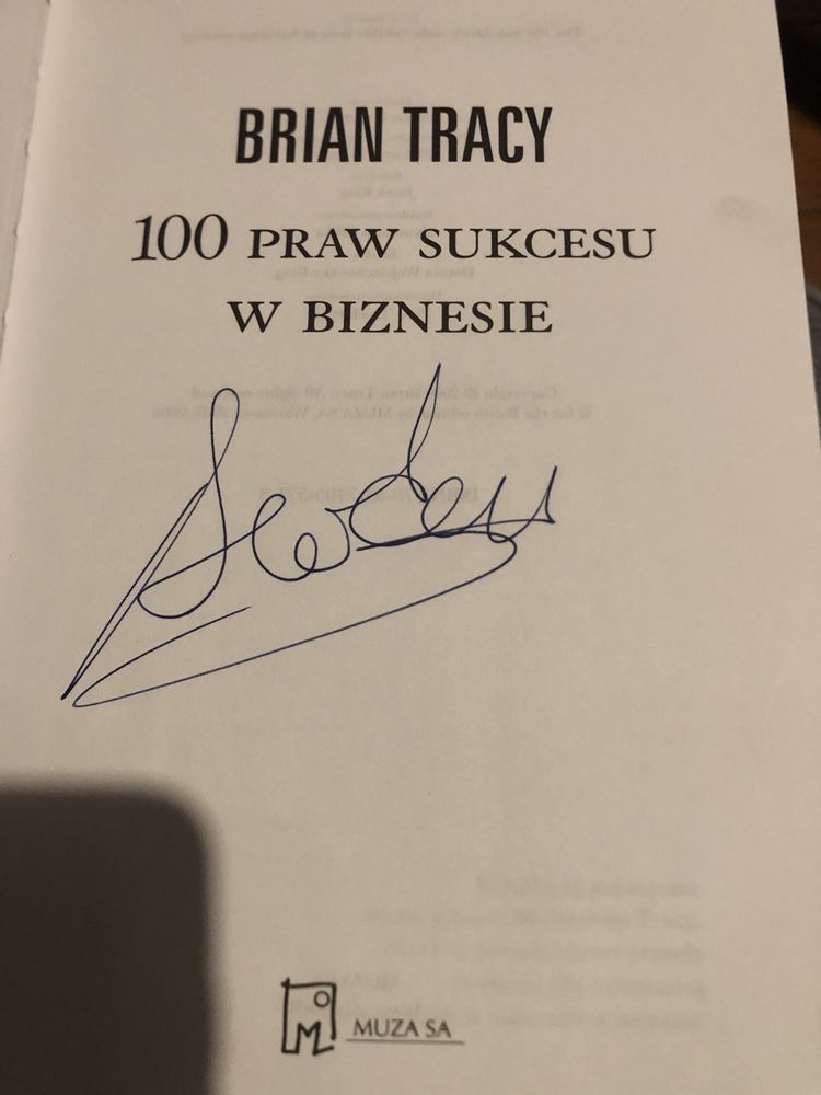 Brian tracy 100 praw sukcesu w biznesie muza autograf z autografem