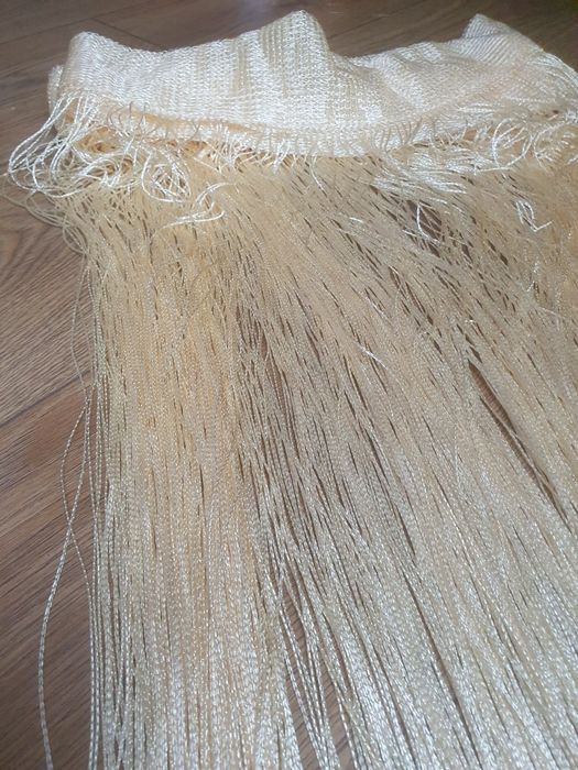 Firana z tynelam Makaron 340x110, cieniutkie  kolor słomkowy.