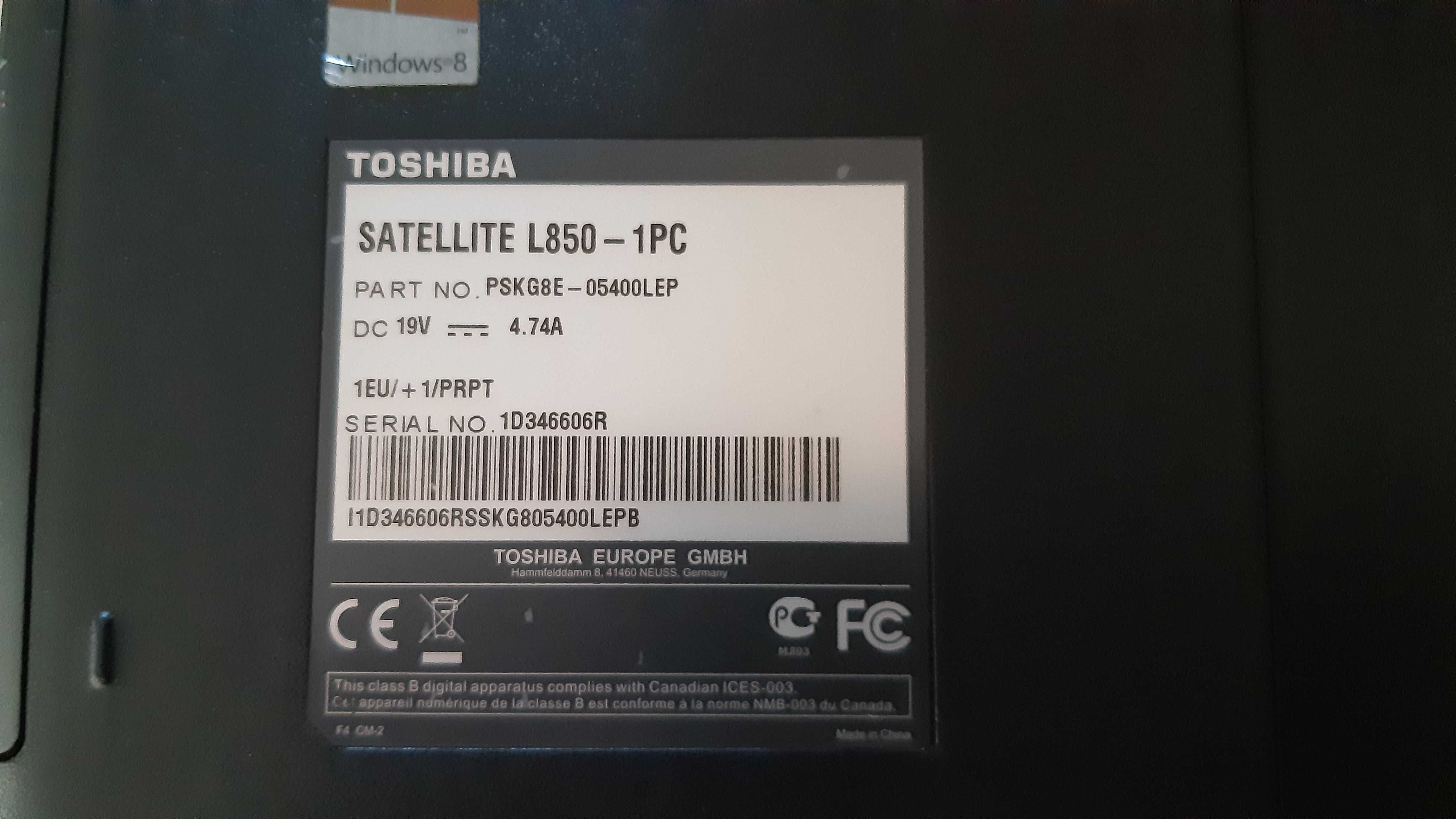 Portatil Toshiba Satellite L850