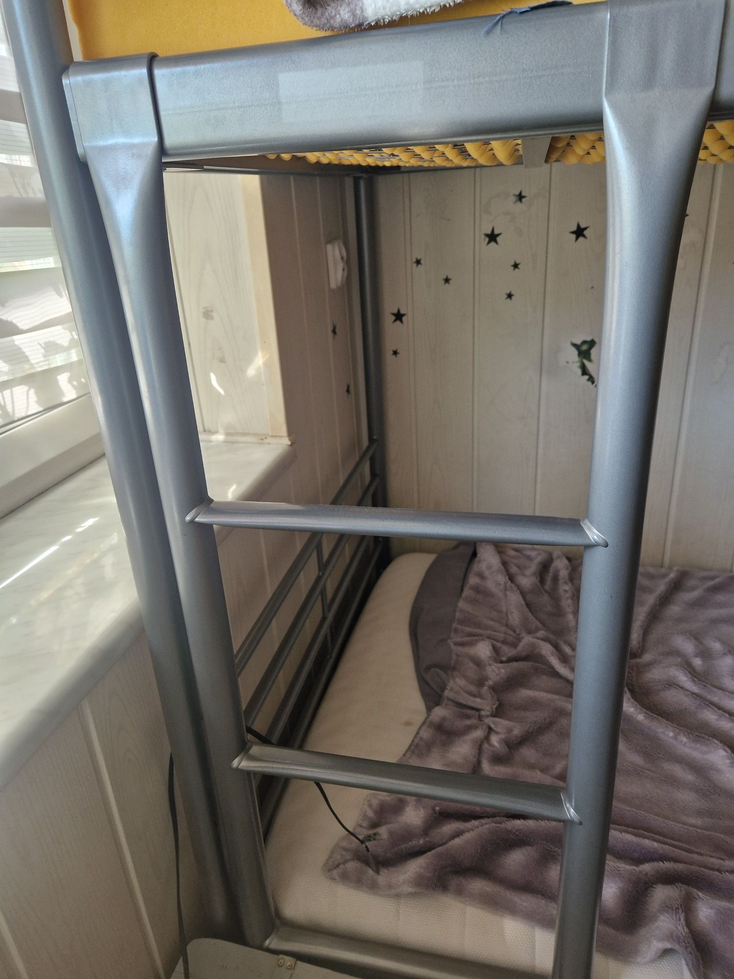 Łóżko piętrowe metalowe ikea 90x200 rama srebrny svarta