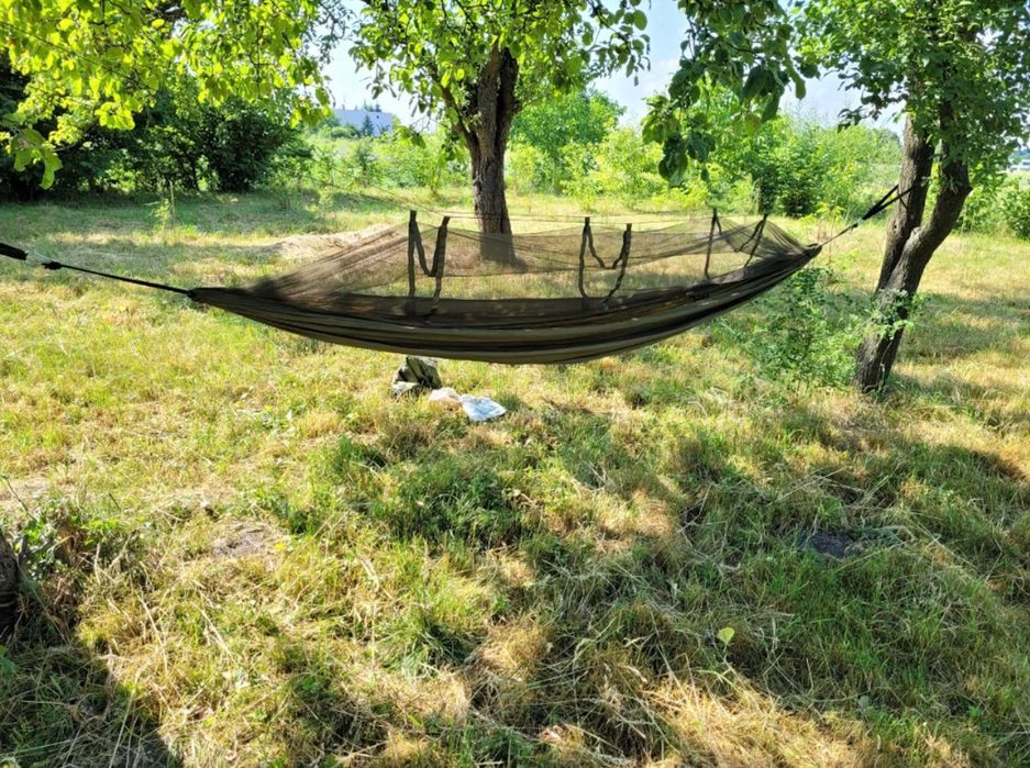 Zestaw Duży Mocny Hamak Z Moskitierą XXL Turystyczny Survival 330x140