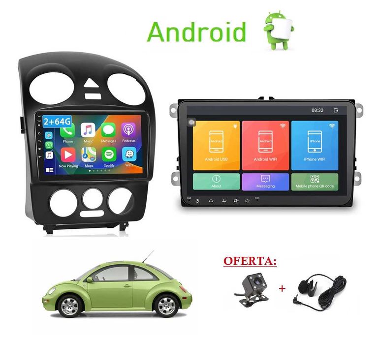 Rádio 2DIN • Volkswagen VW New Beetle (1997 a 2015) • Android [4+32GB]