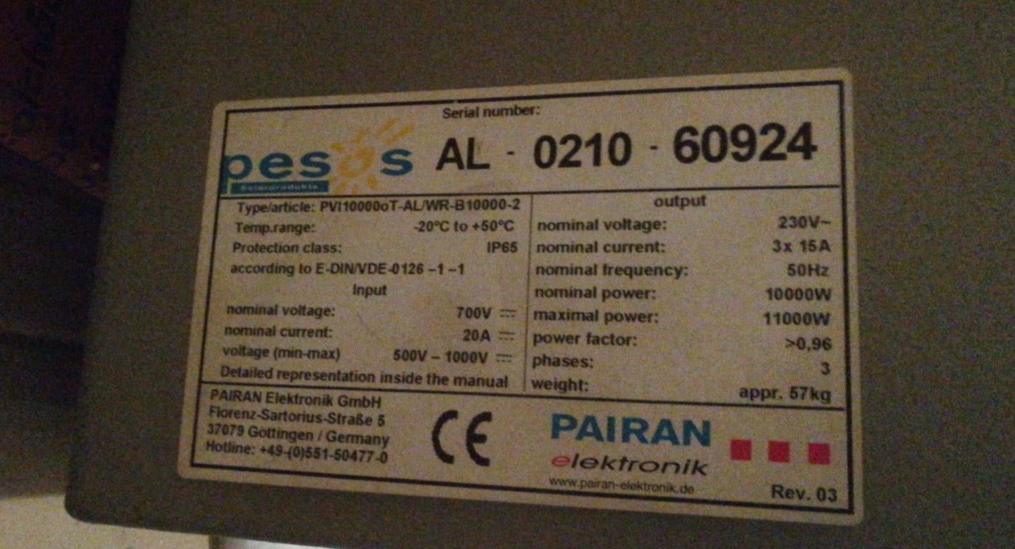 Inversor solar 10Kw pairan trifásico 10.000 watts