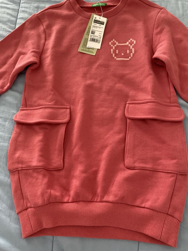 Vestido sweatshirt para criança benetton - 3/4 anos