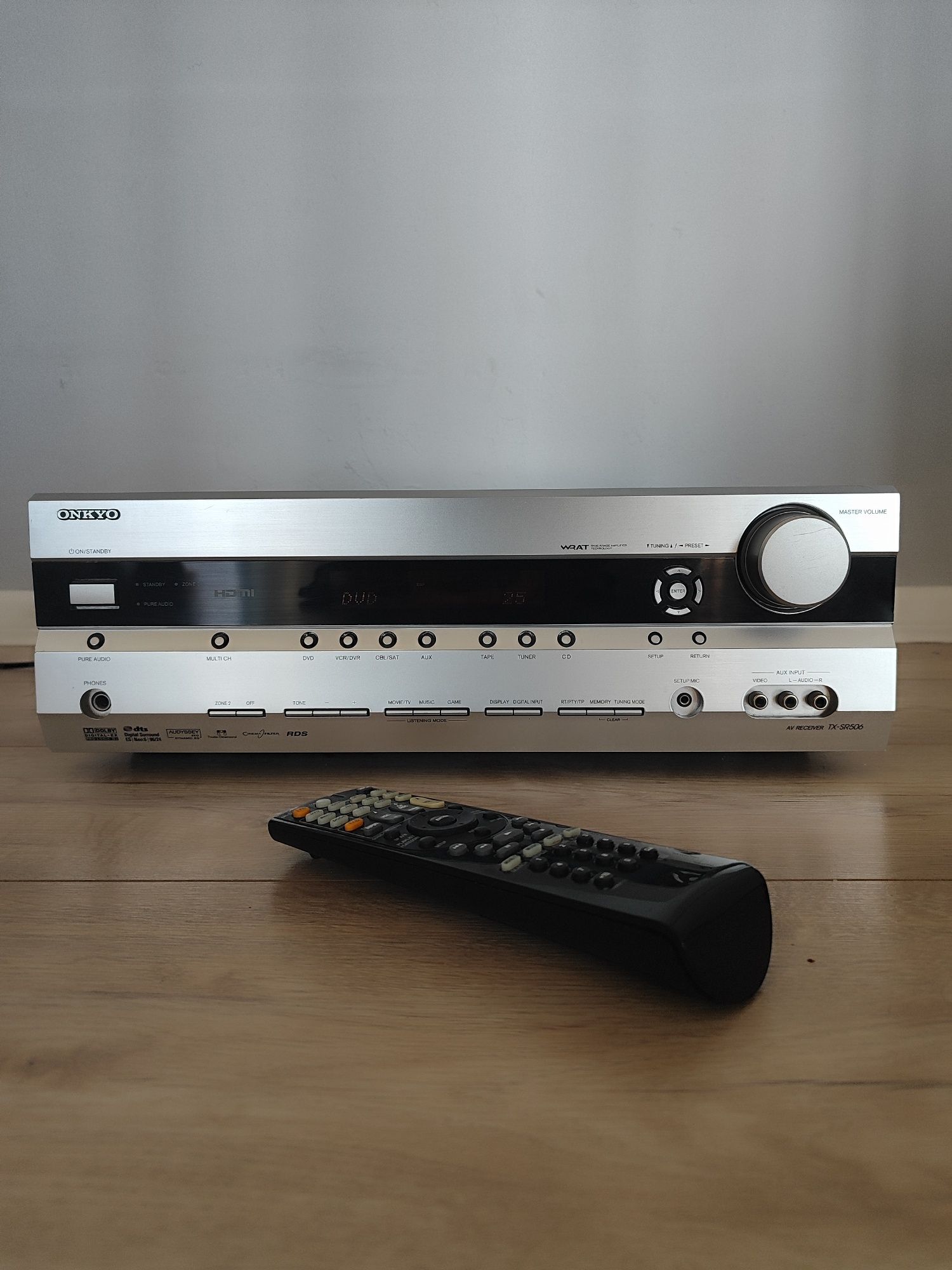 Amplituner ONKYO TX-SR506 7x130W DTS HDMI Pilot Wzmacniacz Srebrny
