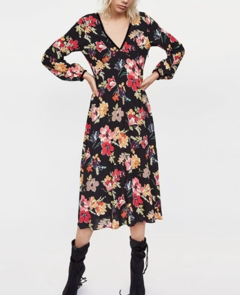 ZARA sukienka midi Floral print