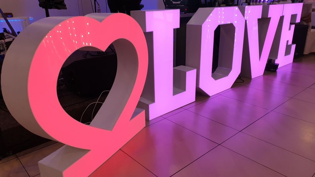 FOTOLUSTRO,napisy LED -LOVE, MIŁOŚĆ, SERCE, 18,Bańki mydlane