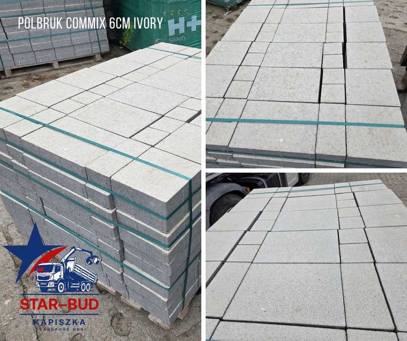 Kostka brukowa Polbruk Commix ivory 6cm nowa