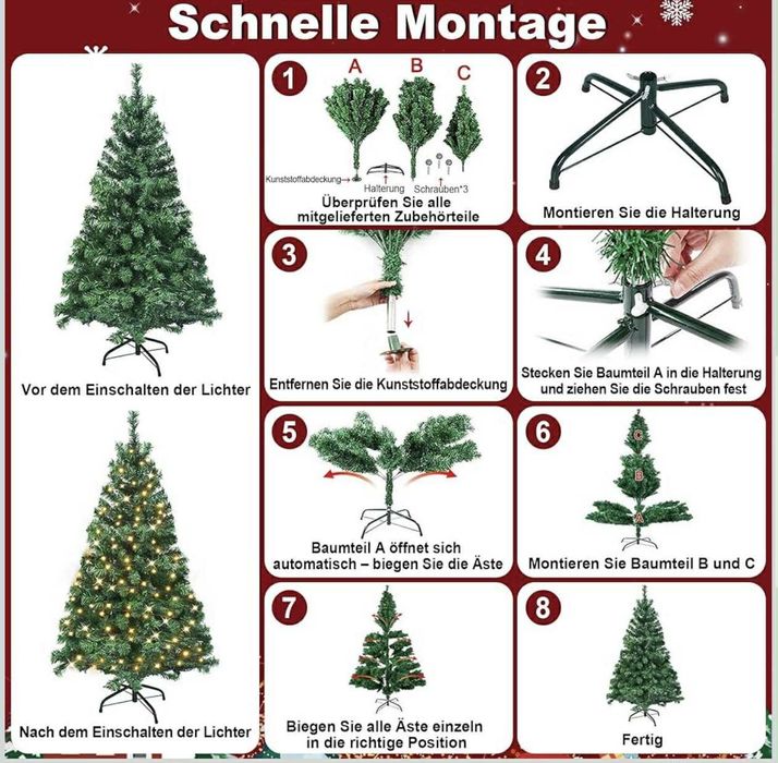 CHOINKA BOŻONARODZENIOWA Sztuczna 210 cm Premium - 350 Diod LED, Gęsta