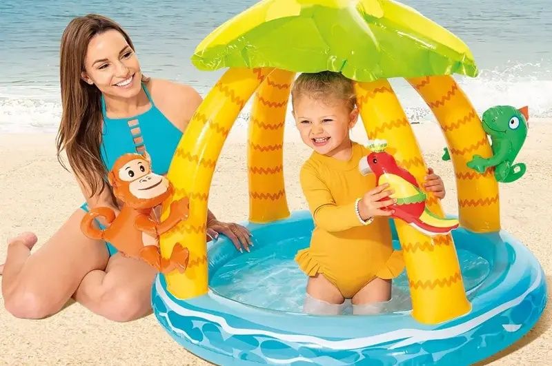 Басейн INTEX дитячий Тропічний острів з надувним дном та навісом 58417