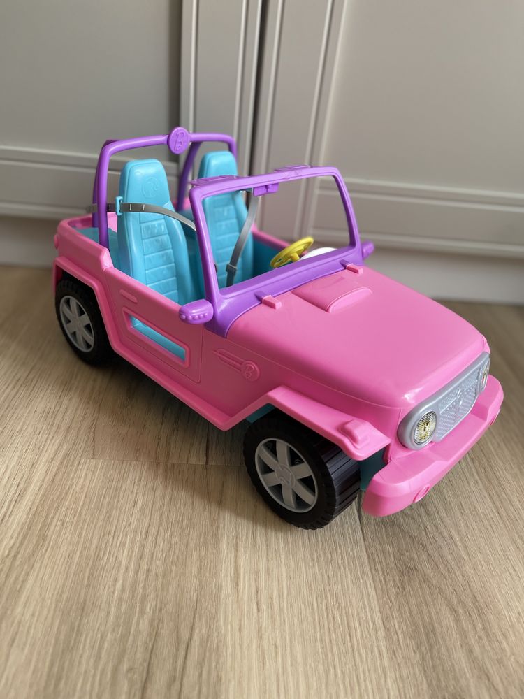 Carro da boneca Barbie, novo, cor-de-rosa, jeep, descapotável, Mattel,