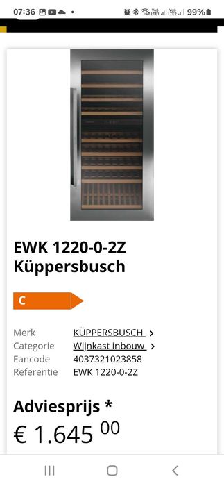 Chłodziarka na wino Kuppersbusch