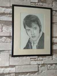 Elvis Presley portret w ołówku oprawiony prezent obraz szkic