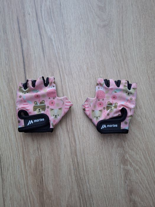 Martes Sport rękawiczki rowerowe dziewczęce różowe misie rozmiar 4 6