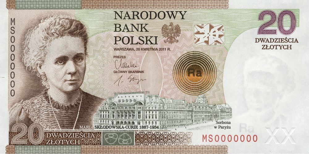 Banknot kolekcjonerski Marii Skłodowskiej-Curie