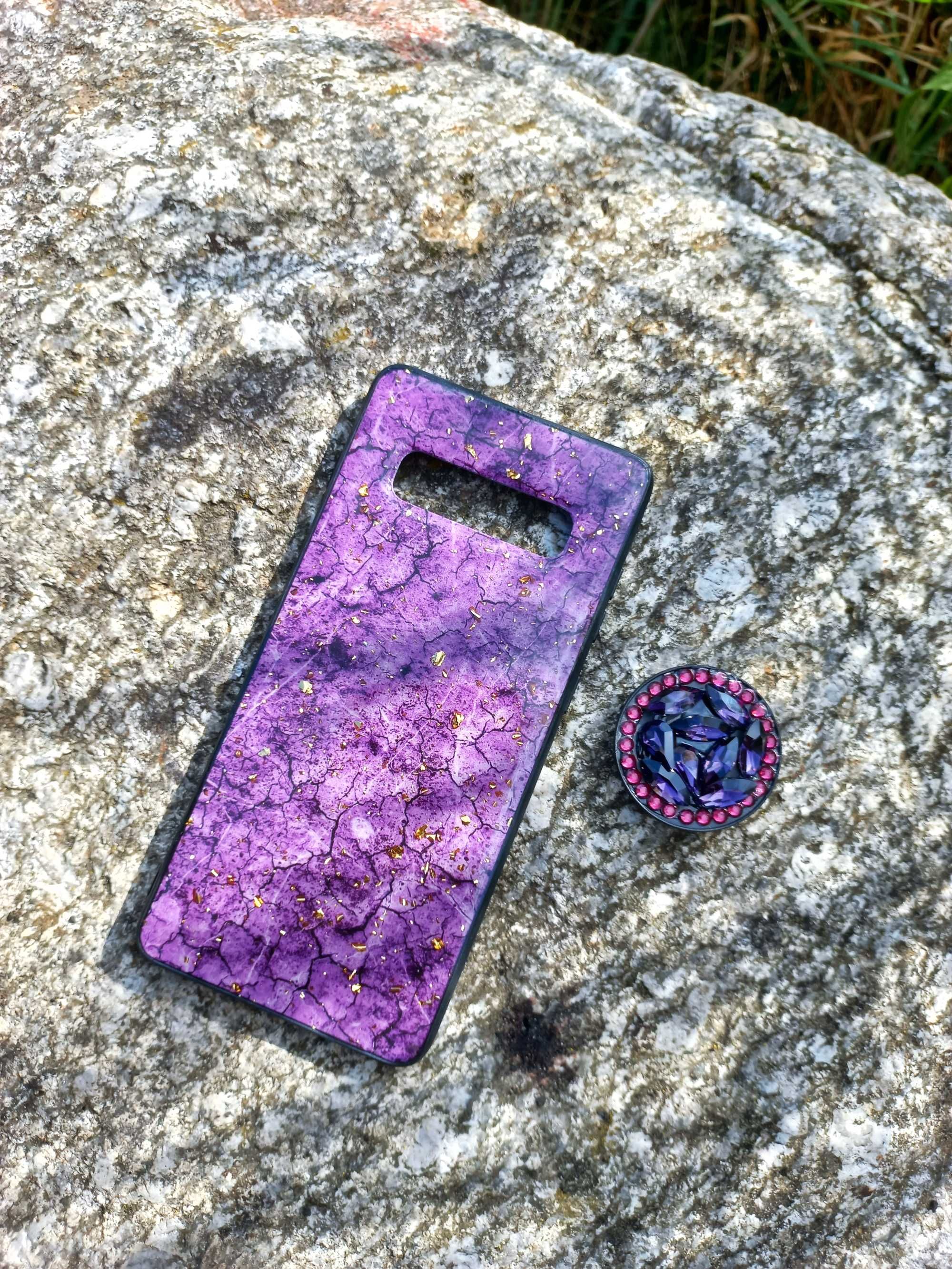 Etui Samsung S10 Plus drobinki złota podstawka - PREZENT