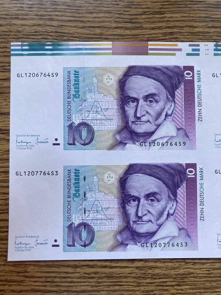 Banknot banknoty arkusz RFN 10 marek 1993 rok