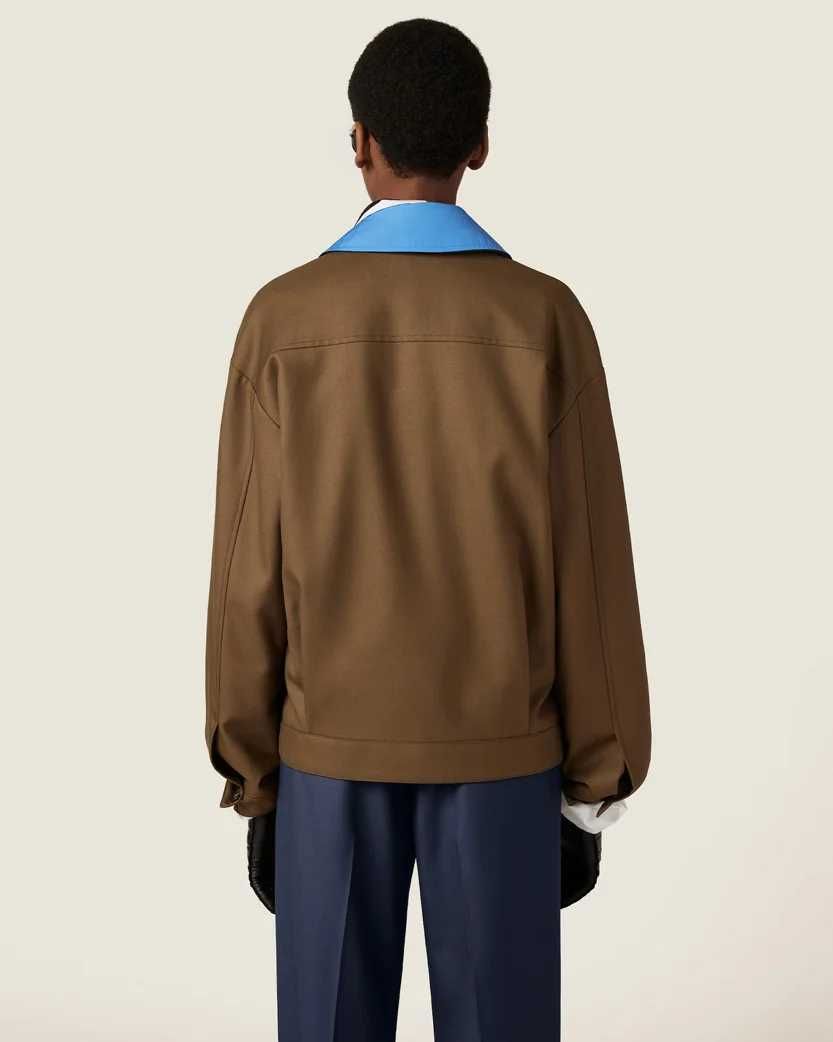 Жакет Miu Miu Gabardine Blouson Jacket With Poplin Collar Tundra