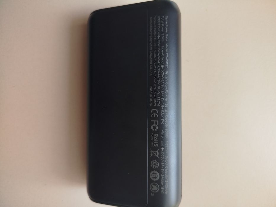 Повербанк XO PR127 PD/QC 20000 mAh 22.5W Black (новые от магазина)