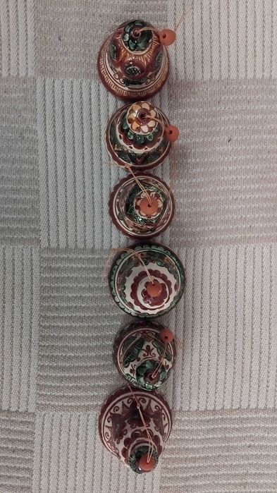 6 dzwonków ceramika kossowska na choinkę Косівська кераміка