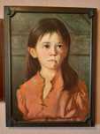 Quadro Antigo "Menina da Lágrima" Giovanni Bragolin