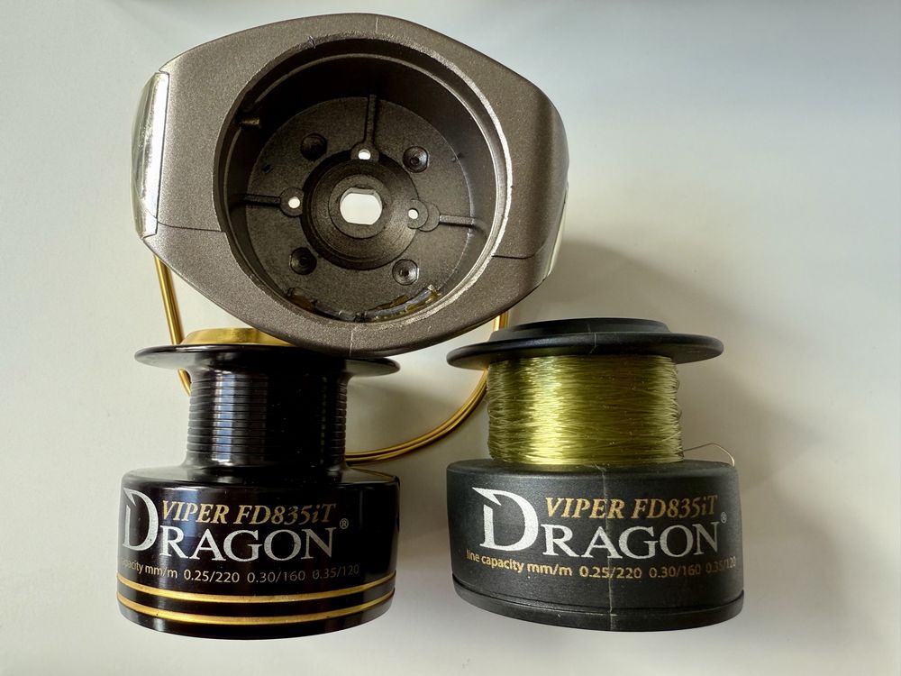Części kołowrotka DRAGON VIPER FD835iT 2szpulki kabłąk korbka