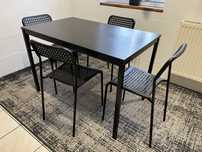 Stół i 4 krzesła, czarny, 110x67, zakupione w IKEA, używane, stan bdb!