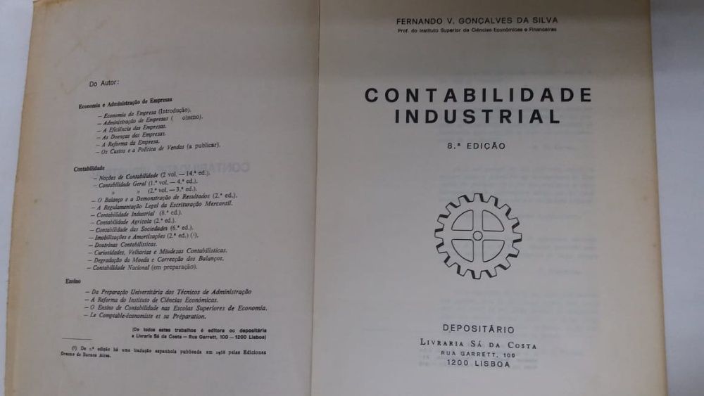 Livro "Contabilidade Industrial" de F. V. Gonçalves da Silva