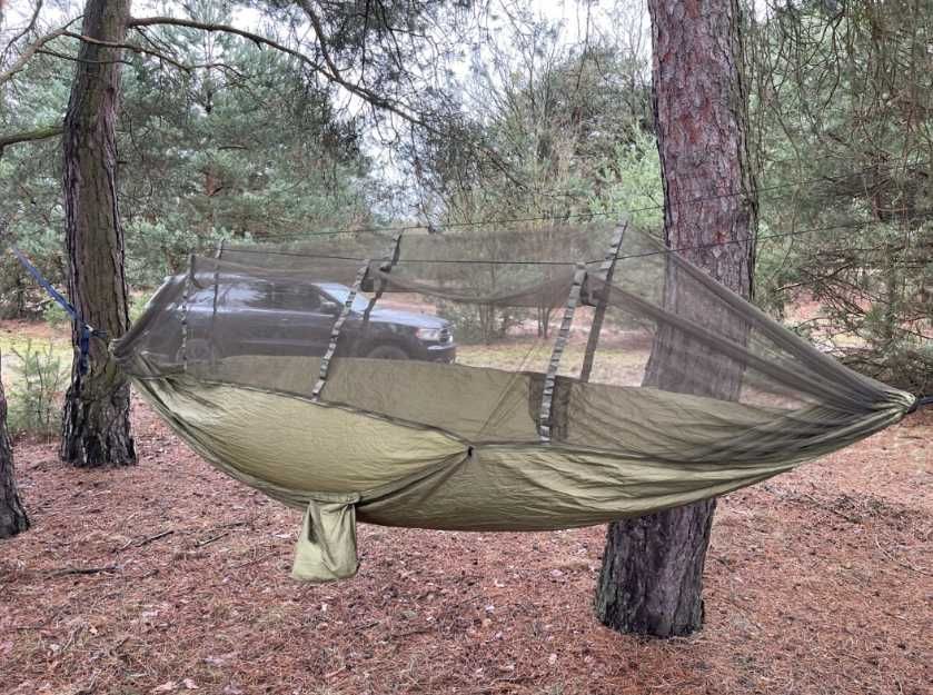 4w1 XXL Mocny Hamak Z Moskitierą Turystyczny Survival 330x140 +Gratisy