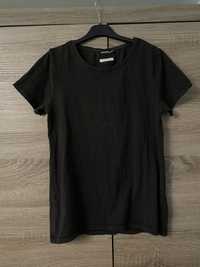 T-shirt koszulka klasyczna czarna prosta bawełniana M z elastanem