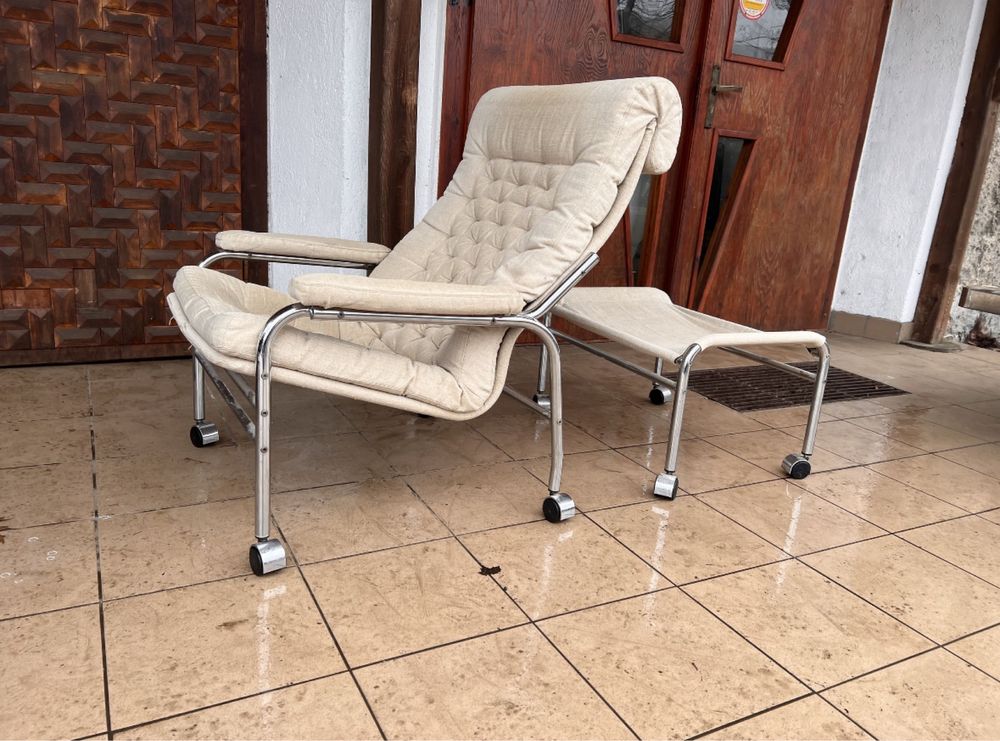 Noboru Nakamura dla Ikea. Fotel z podnóżkiem, model Bore. Vintage