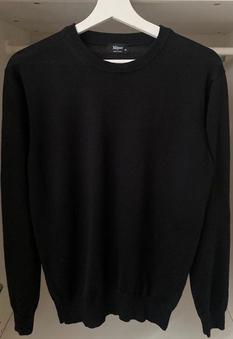 Męski klasyczny czarny sweter Made In Italy Merino wool M