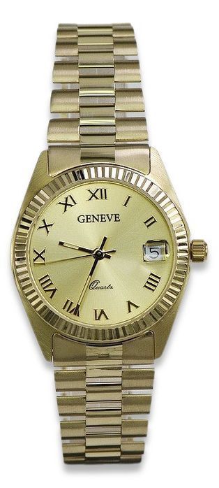 Prześliczny 14k 585 złoty damski zegarek Geneve lw073y W