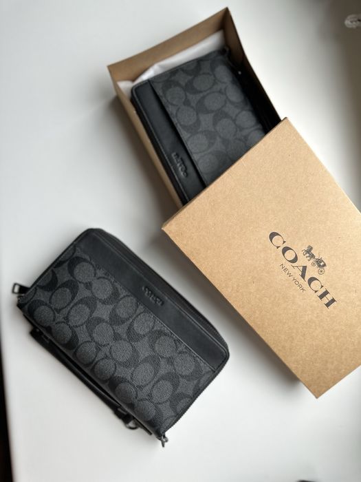Чоловіча сумка через плече бананка Соach, гаманець барсетка Coach