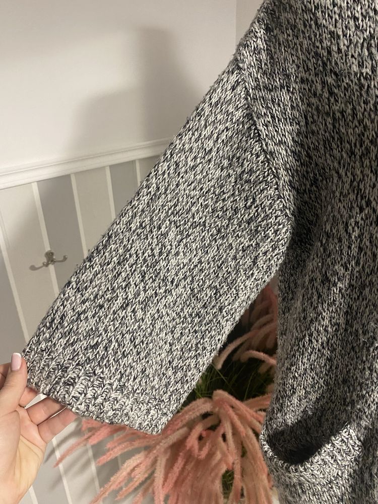 Szary sweterek kardigan z rękawem 3/4 H&M XS
