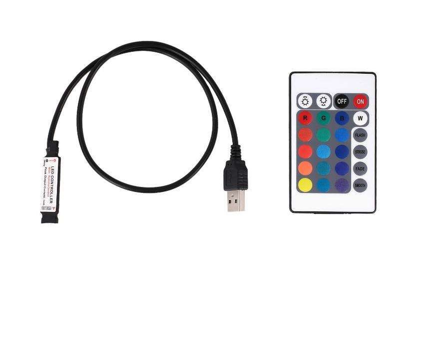 Fita led RGB multicolor 1 metro USB 5V 5050 SMD com comando