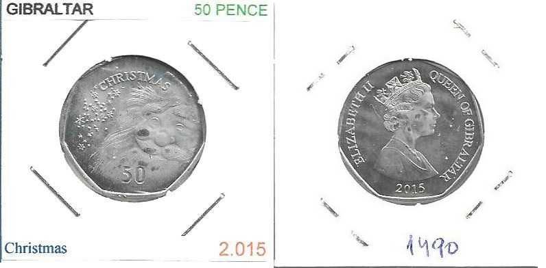 Gibraltar - - - 50 Pence - 2015 - - - Christmas - - - Moeda