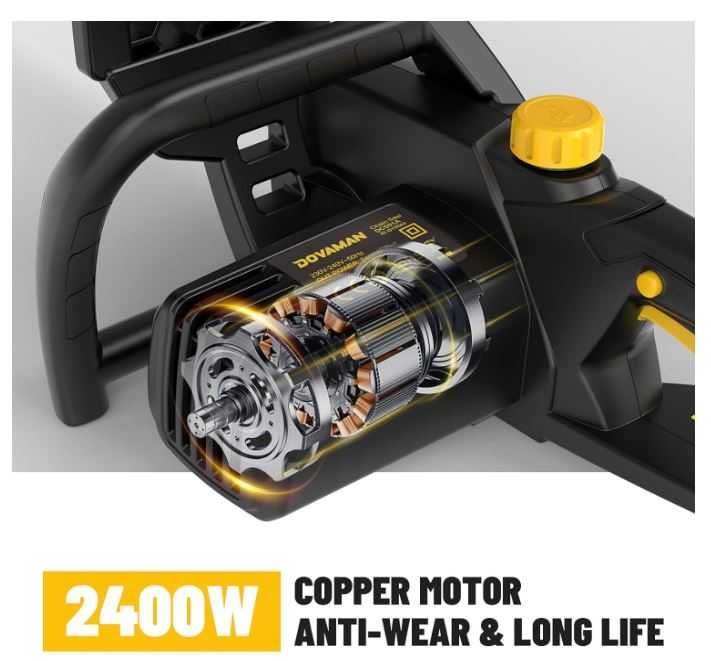 Elektryczna piła łańcuchowa DOVAMAN 2400W żółto-czarna