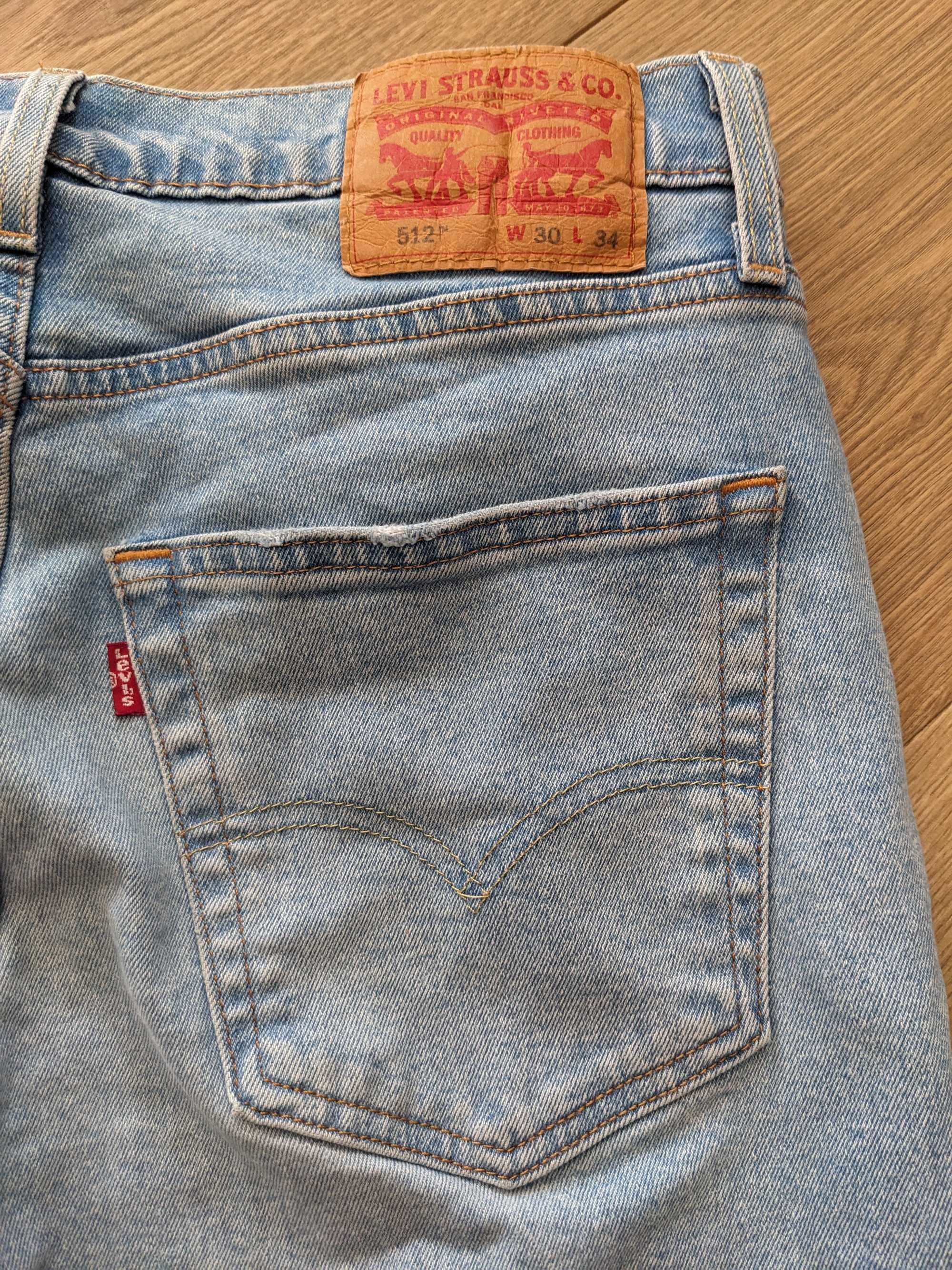 Męskie jeansy Levis 512 niebieskie spodnie W30 L34