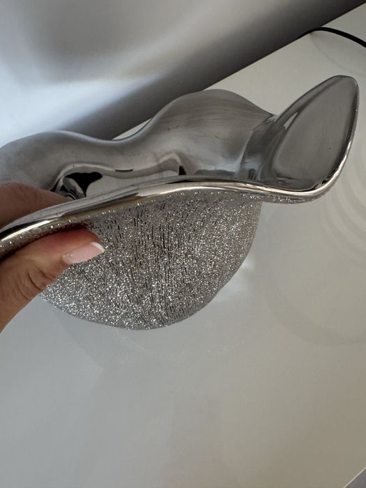 Home & You duza srebrna miska dekoracyjna misa srednica 32 cm