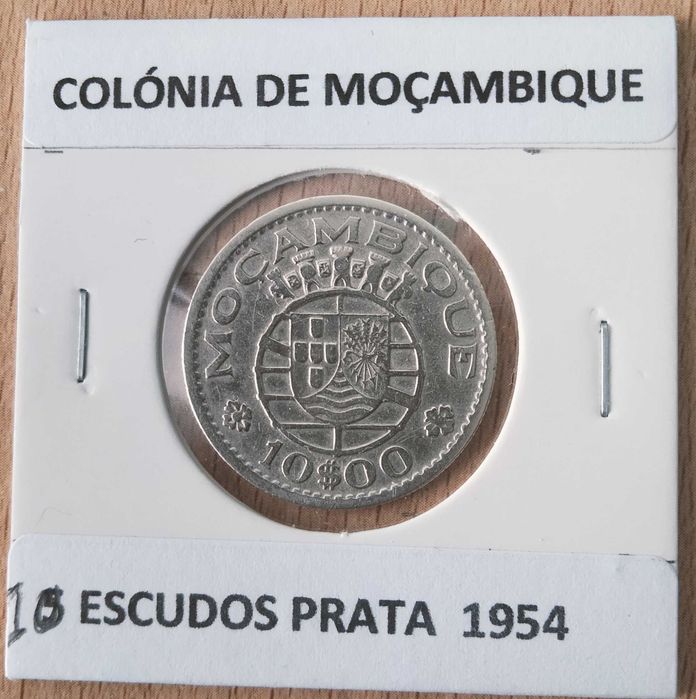 5 Moedas Portuguesas 10 Escudos Prata Circuladas Ex Colónia Moçambique