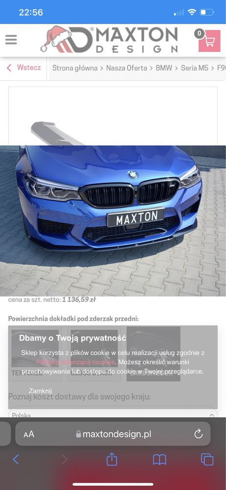 Dokładka Maxton Design bmw g30 f90 M5 seria5 spliter przedni