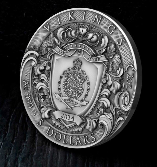 Срібна монета вікінги 2 унції | Монета Викинги