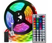 TAŚMA LED kolorowa samoprzylepna RGB BIAŁY ZIMNY 5 metrów z pilotem